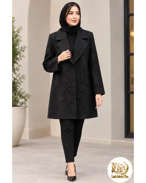 مانتو ژاکارد مشکی زنانه